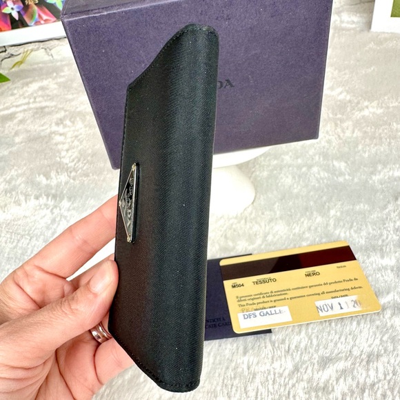 PRADA Tessuto black nylon and leather credit card holder or badge ID wallet case - Picture 6 of 14
